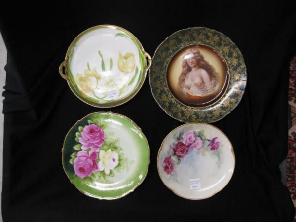4 Antique Porcelain Plates including portrait, lar: including portrait, largest is 9".