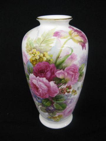 Noritake Nippon Bone China Vase,: fine handpainted floral, Nippon Toki Kashi mark, 9 1/2", excellent.