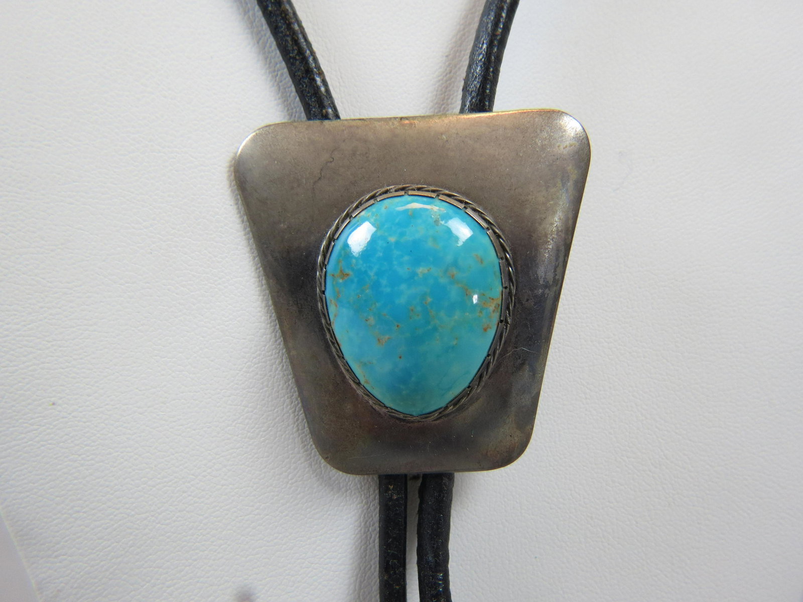 Turquoise & Sterling Bolo Necklace by G. Dan Hager (1 of 7)