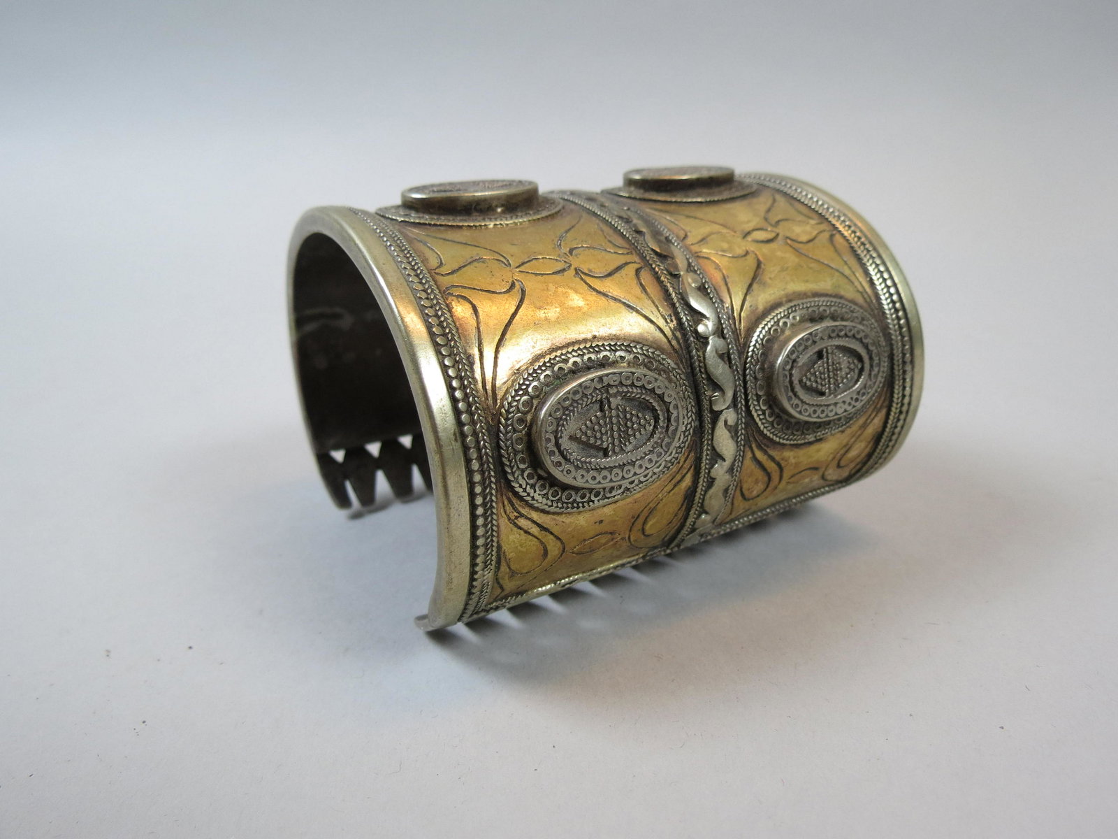 Turkoman Silver & Gold Gilt Bracelet, (1 of 4)