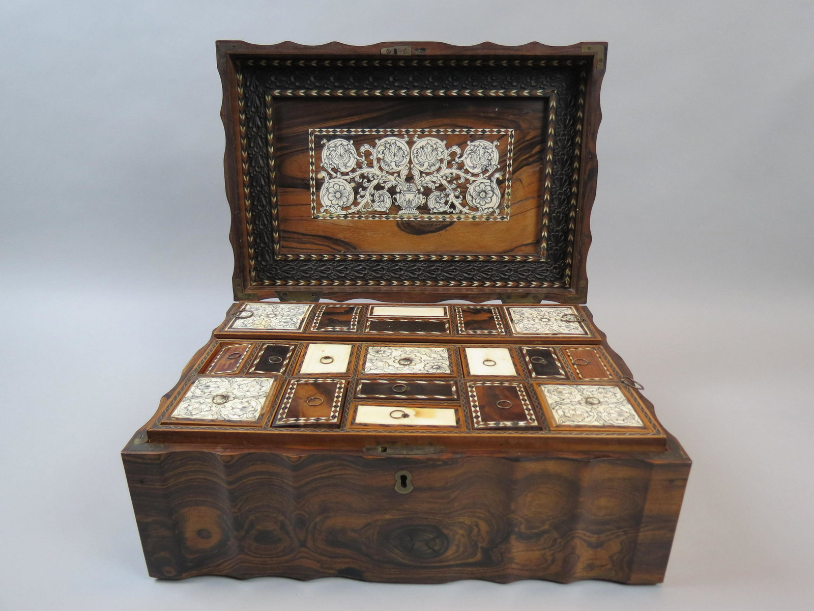 Inlaid Anglo Indian Tailor's Box, 29 compartments, (1 of 7)