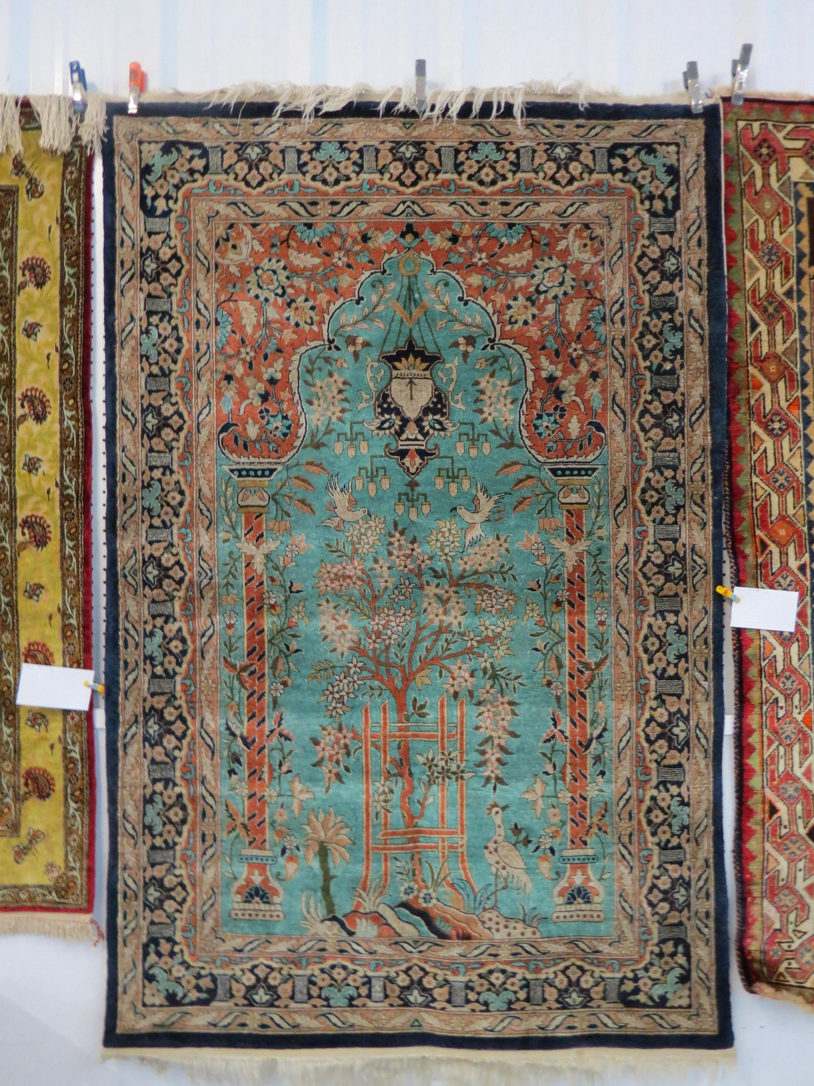 Silk Isfahan Type Persian Handmade Prayer Rug, (1 of 9)