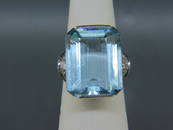 Aquamarine & Diamond Palladium Ring,