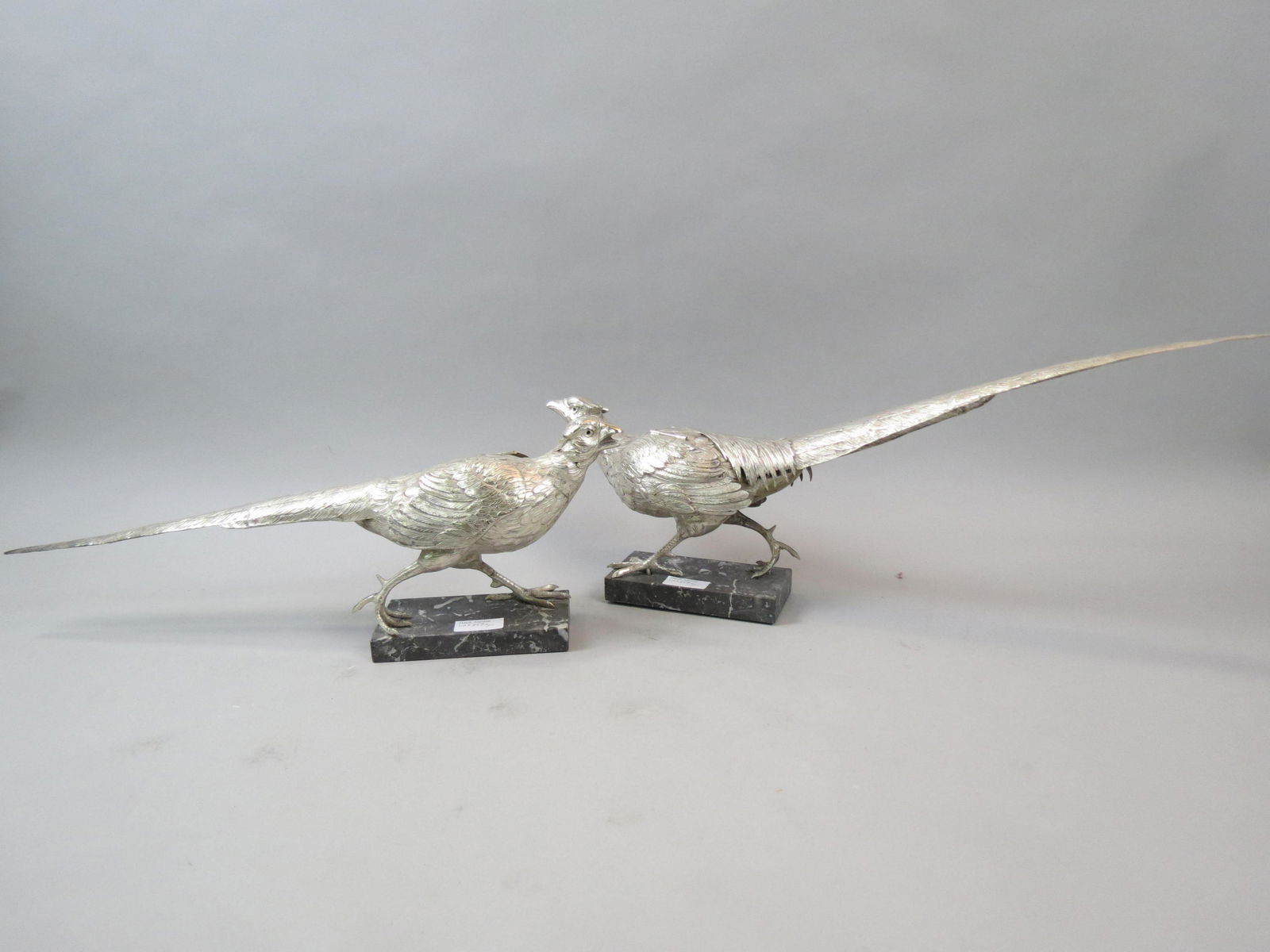 Pair of Silverplate Pheasant Figurines, (1 of 6)