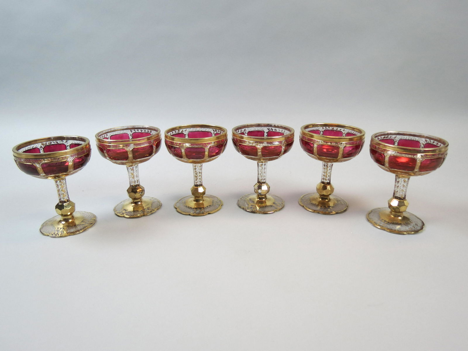 6 Moser Art Glass Champagnes or Wines, (1 of 5)