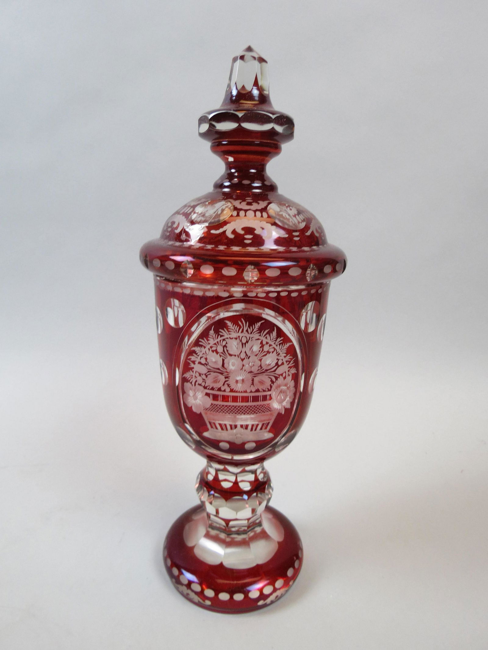 Bohemian Ruby Cut-to-clear Jar, (1 of 5)
