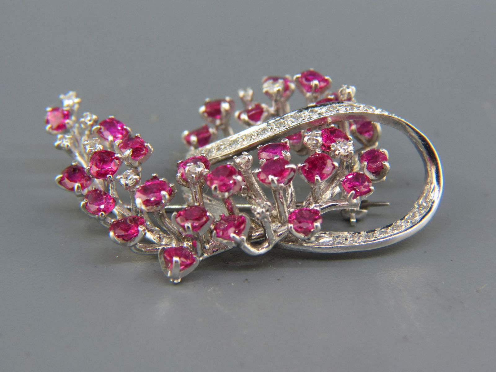 Ruby & Diamond 14K Gold Brooch, (1 of 6)