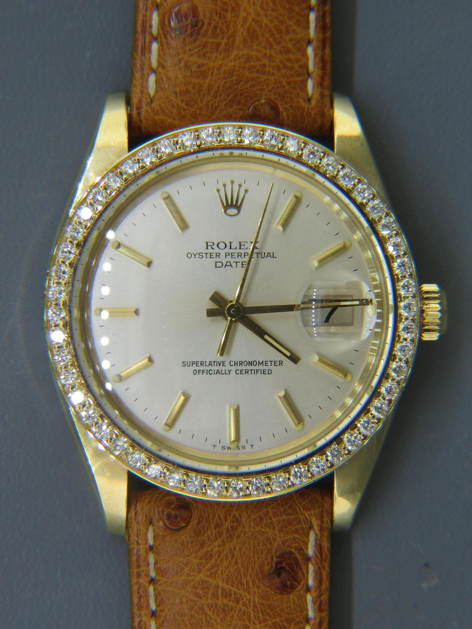 Man's Rolex 14K Gold Wristwatch w/ Diamond Bezel, (1 of 13)