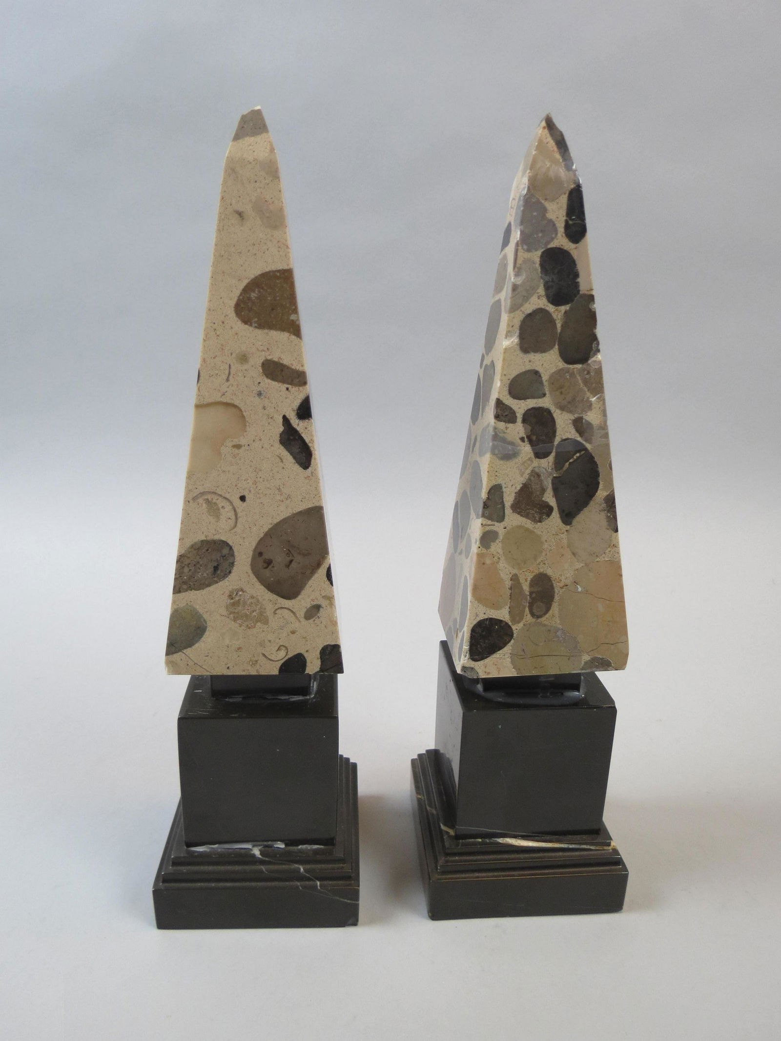 Pair of Marble Obelisks, .: classic form, Grand Tour type, 11 3/4".