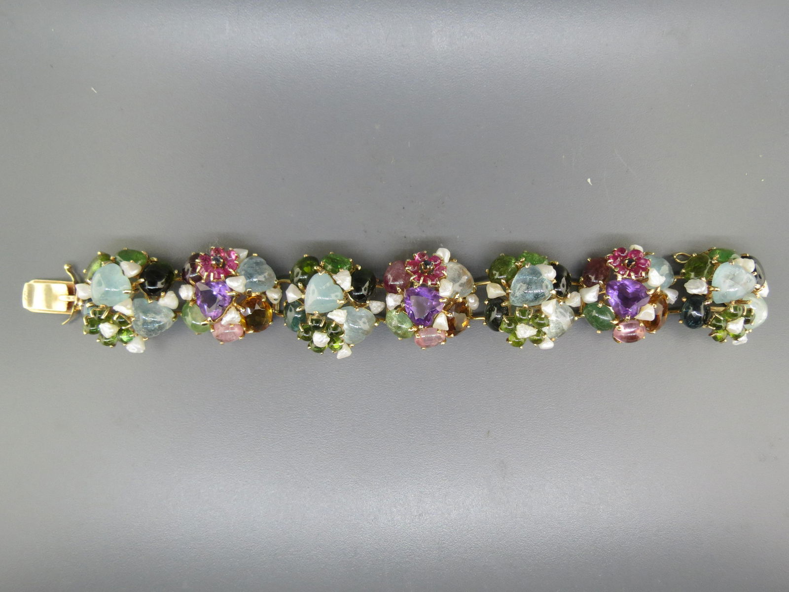 14K Gold & Gemstone Tutti Friuti Bracelet, (1 of 6)