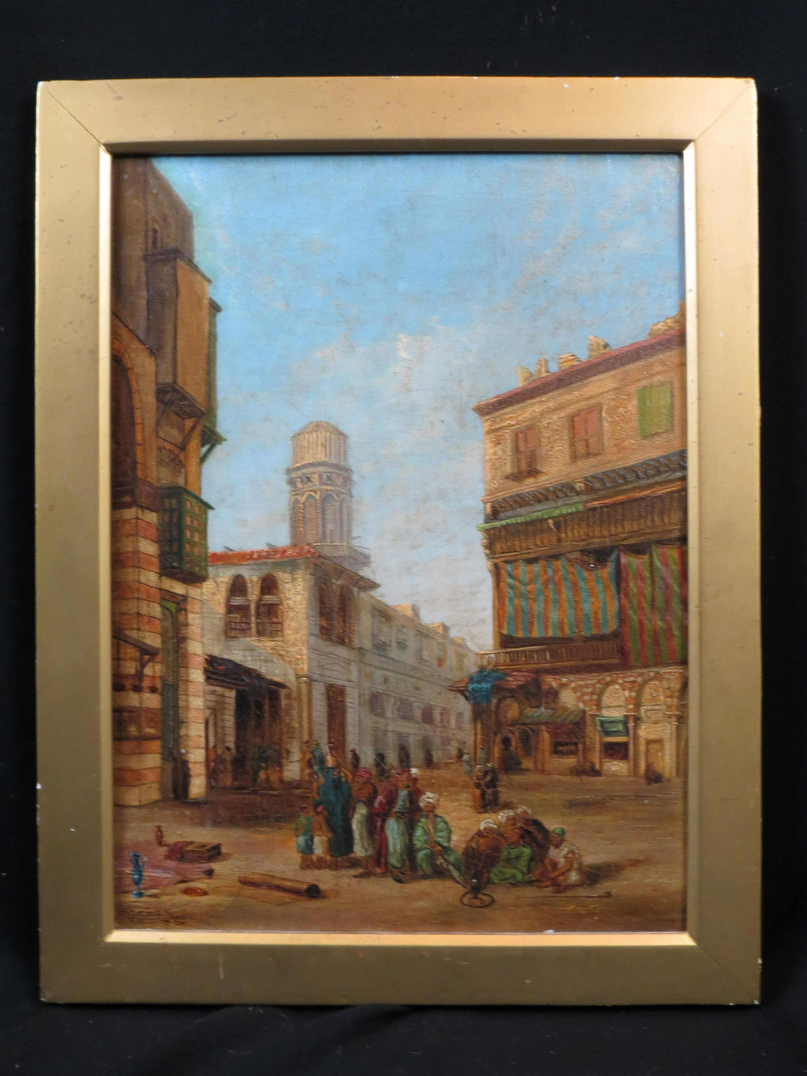 E. Moore, oil, Middle Eastern City Scene. (1 of 6)
