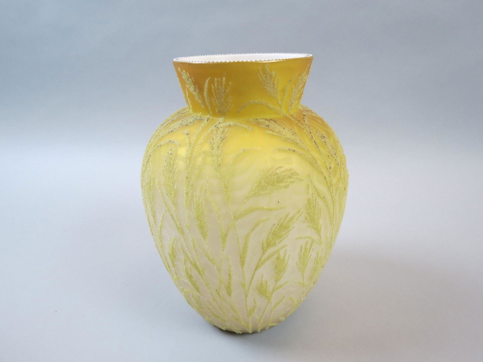Victorian Coralene Satin Art Glass Vase, (1 of 6)