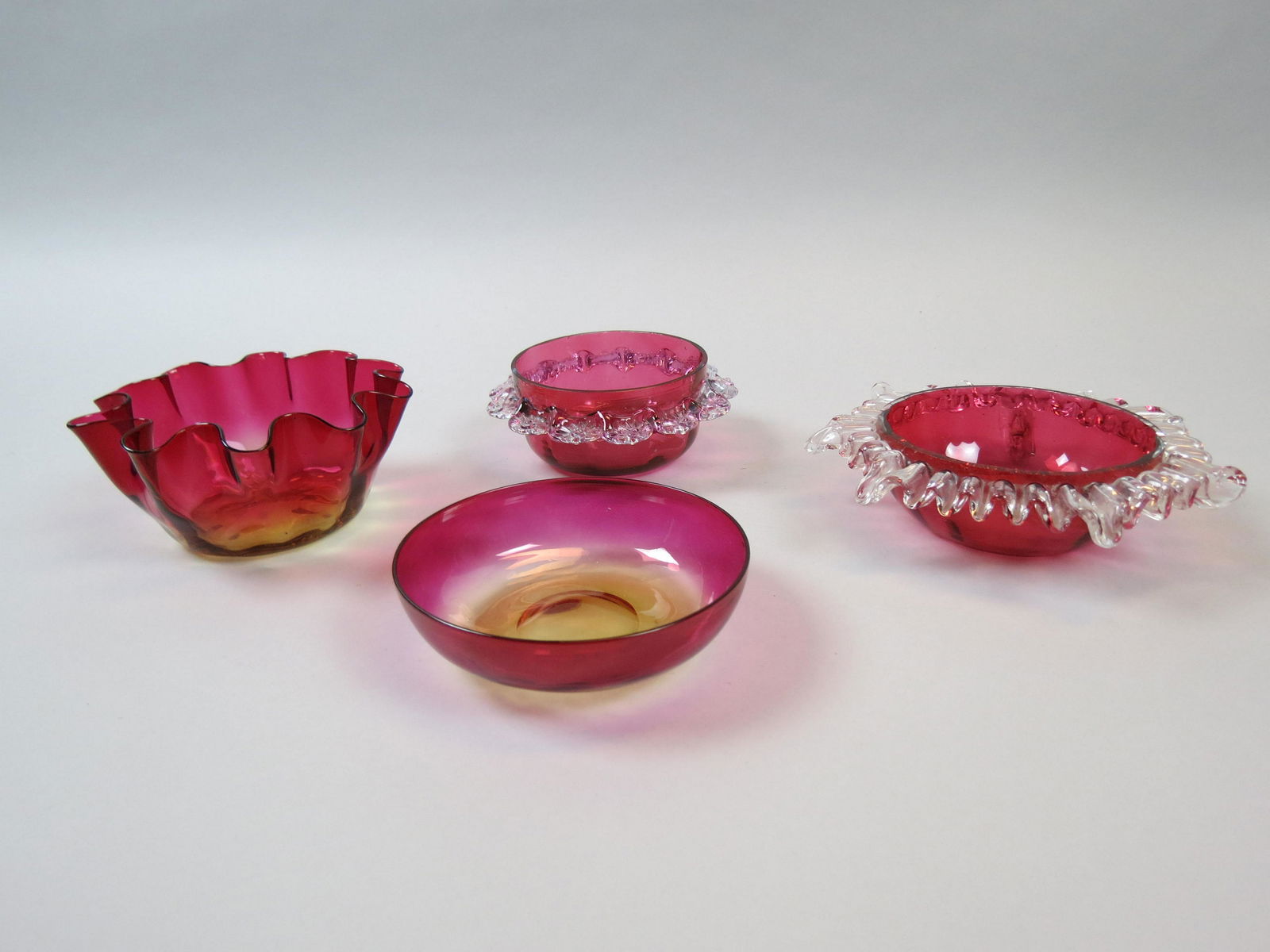 4 pcs. Fushia, Amberina & Cranberry Art Glass, (1 of 8)