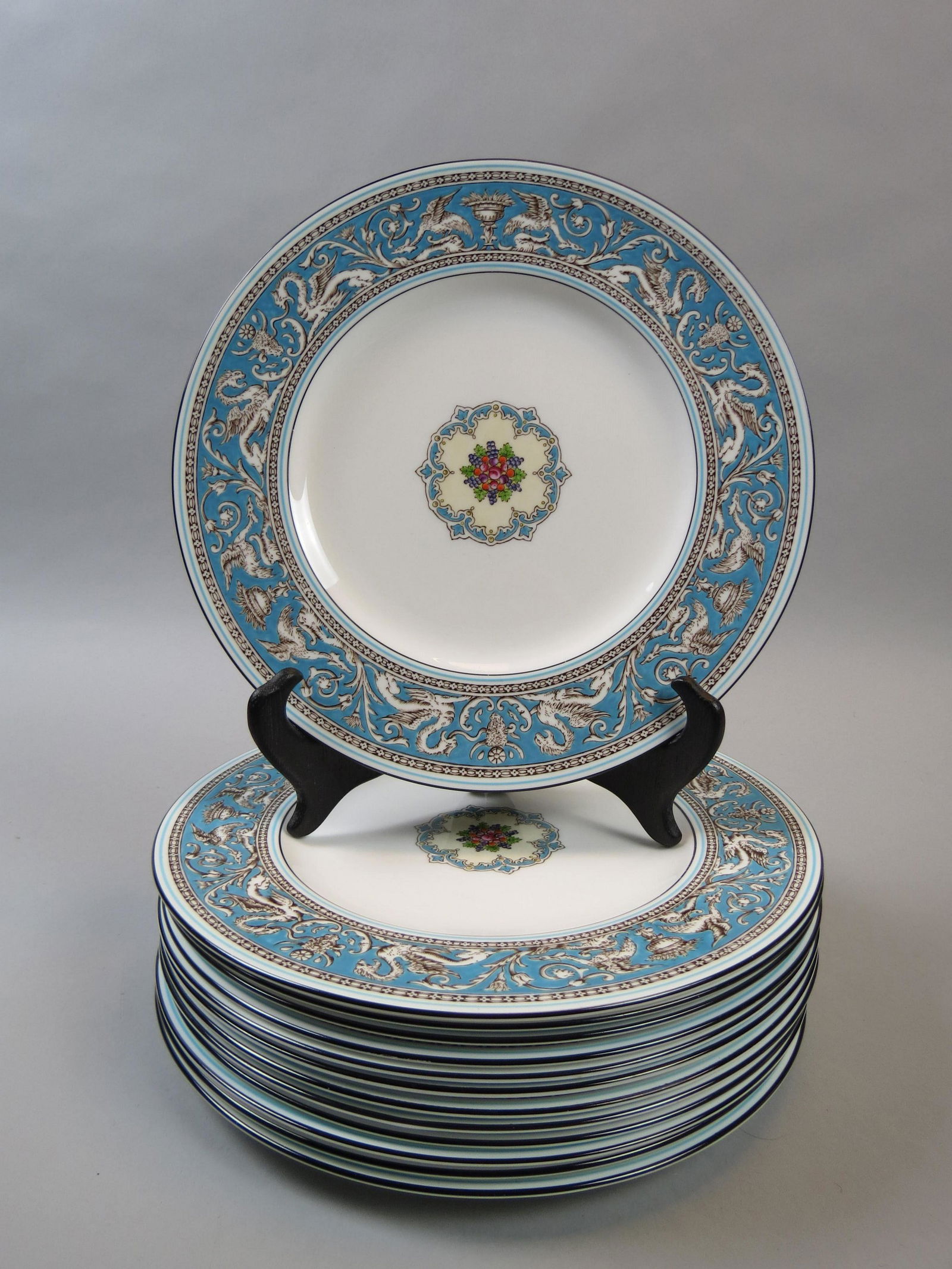 13 Wedgwood "Florentine" Turquoise China Plates, (1 of 6)