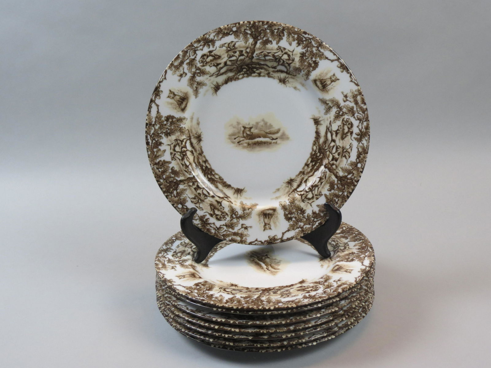 8 C.E. Corey Fox Hunt "Aiken" Porcelain Plates, (1 of 6)