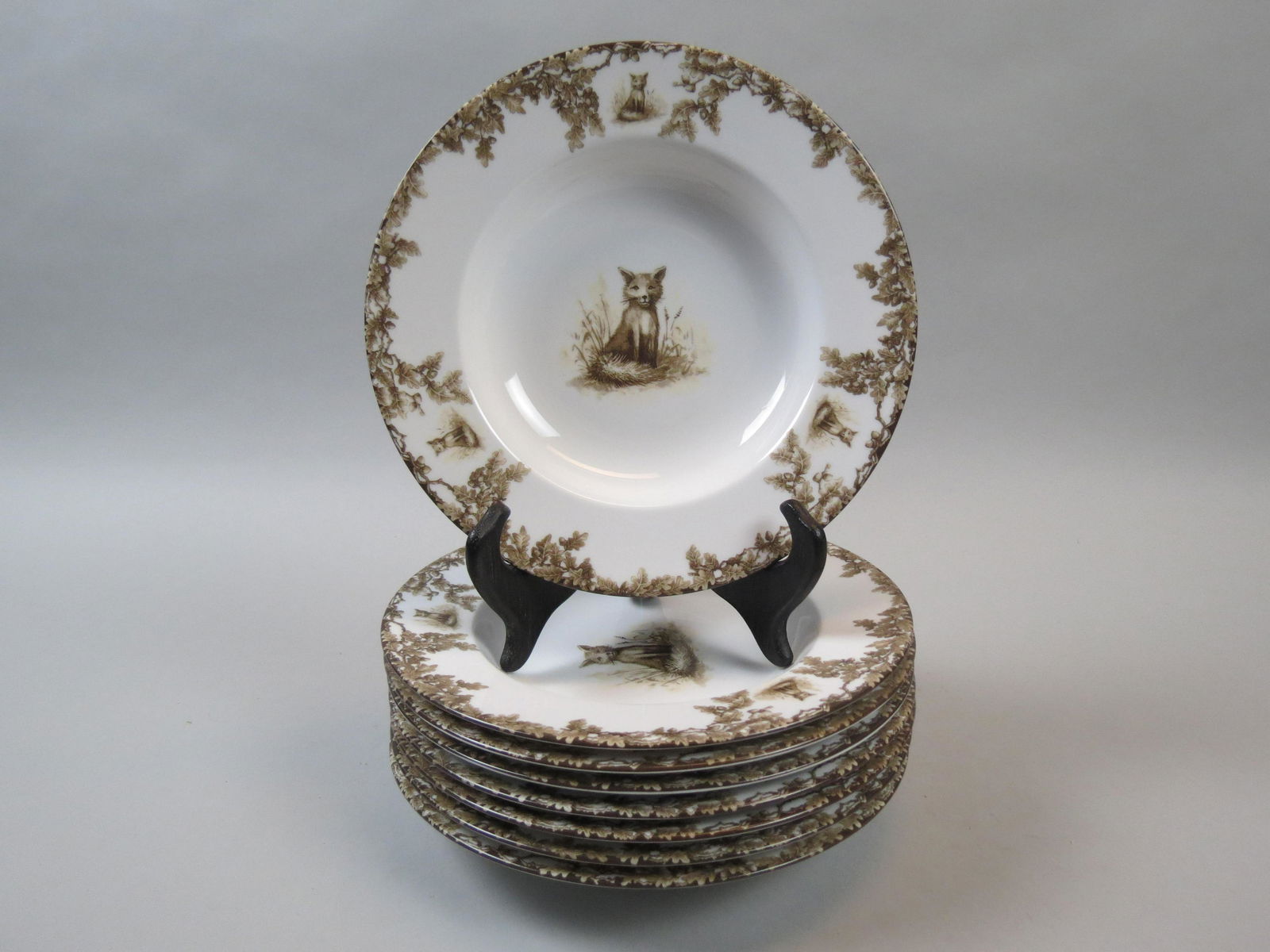 8 C.E. Corey Fox Hunt "Aiken" Porcelain Soup Bowls (1 of 6)