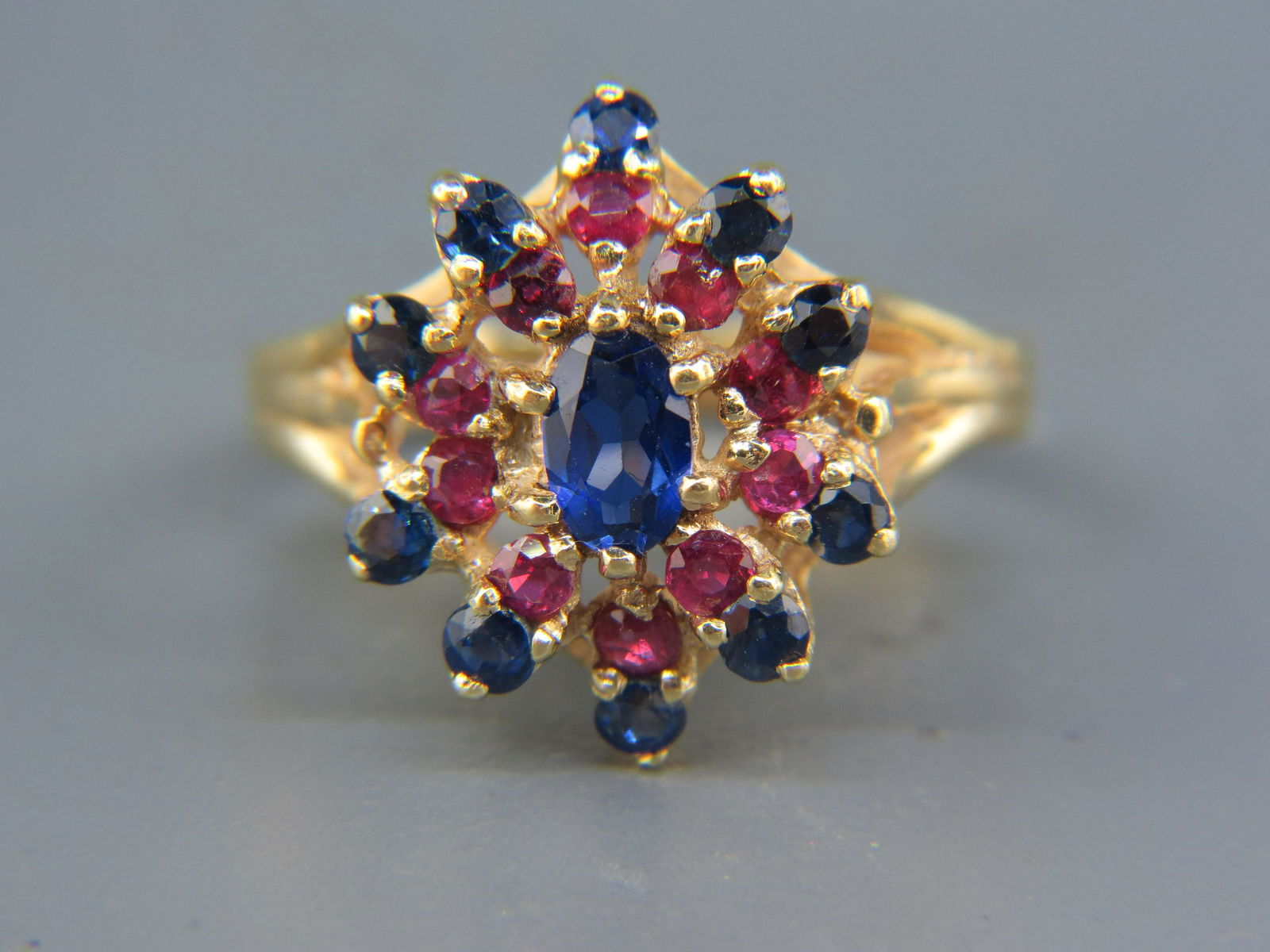 Sapphire & Ruby 14K Gold Ring, (1 of 8)