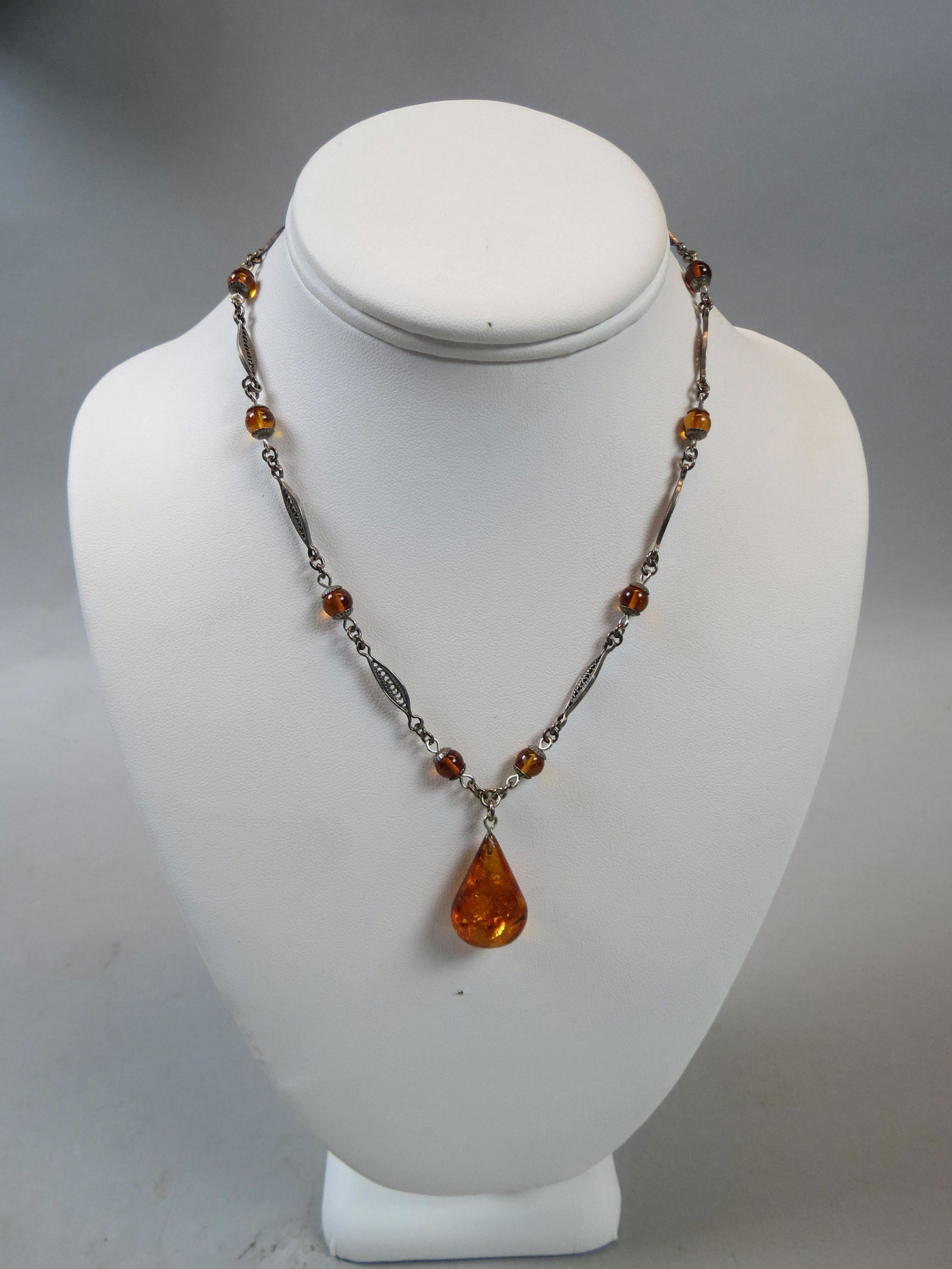 Amber & Sterling Necklace, (1 of 6)