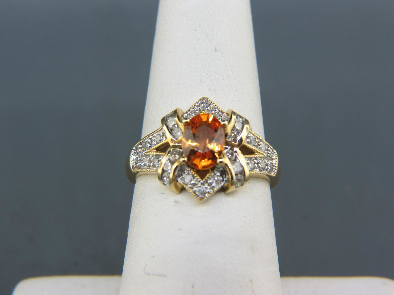 Spessaritite Garnet & Diamond 14K Gold Ring, (1 of 7)