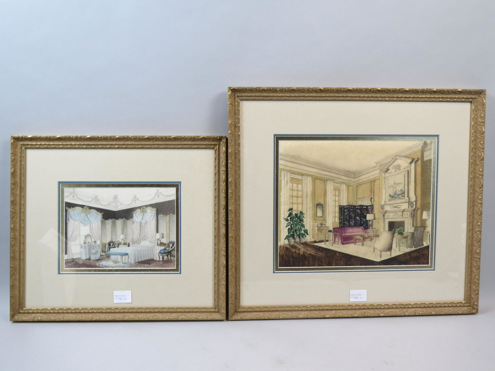 2 Fine Watercolors, Interior Scenes, (1 of 4)