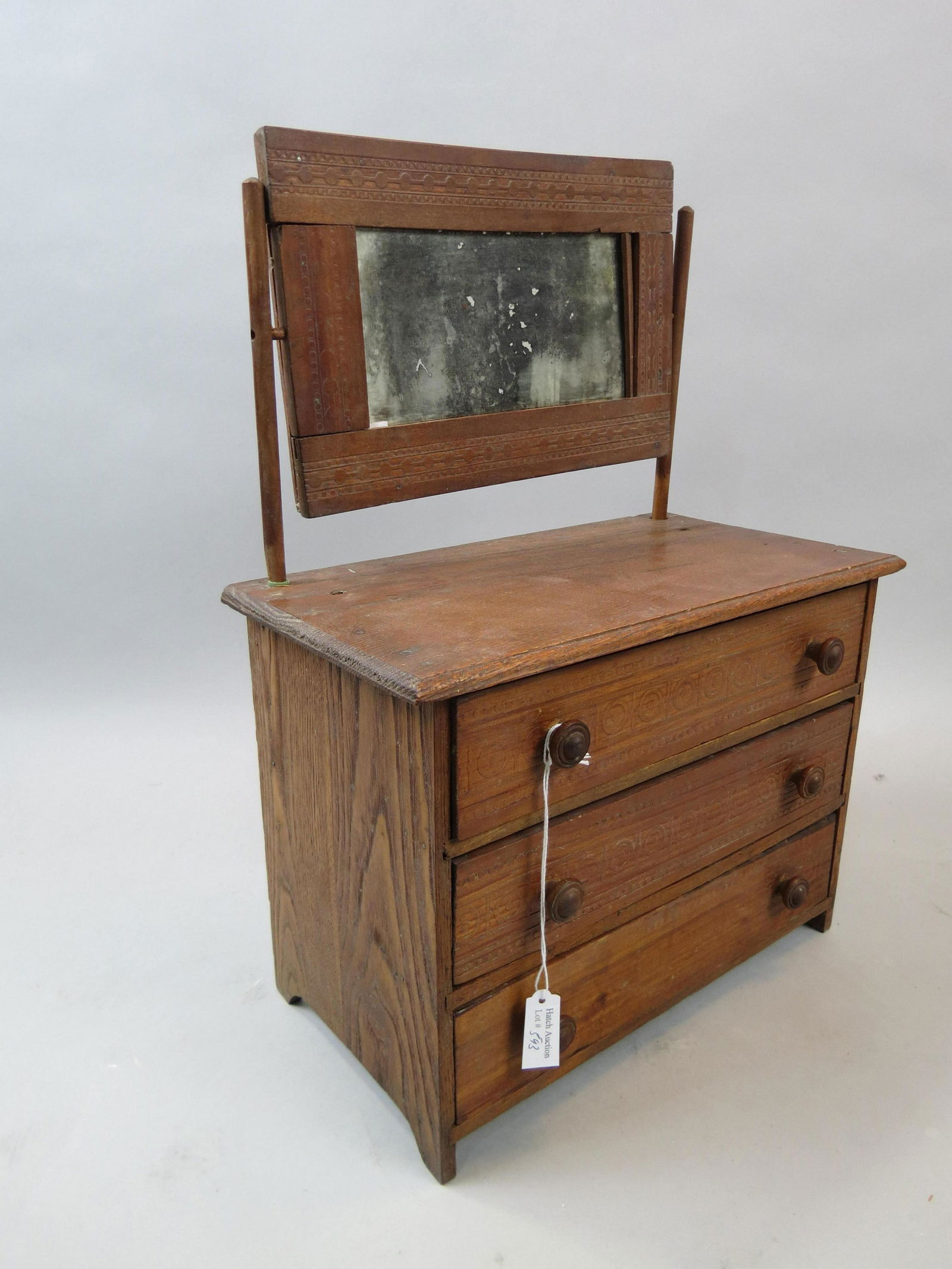 Antique Doll Size Dresser with Mirror, (1 of 5)