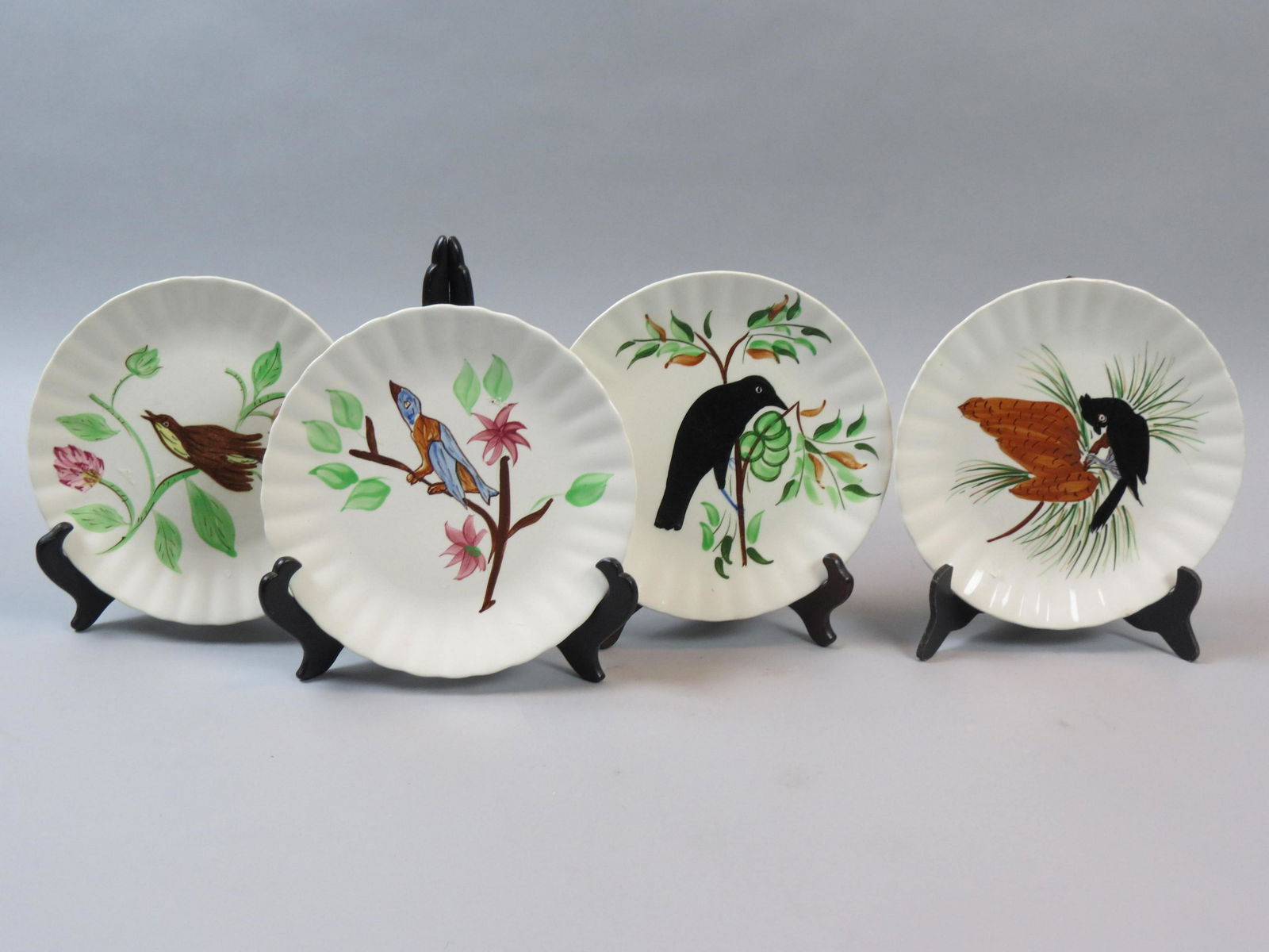 4 Blue Ridge Pottery Plates with Birds, (1 of 7)