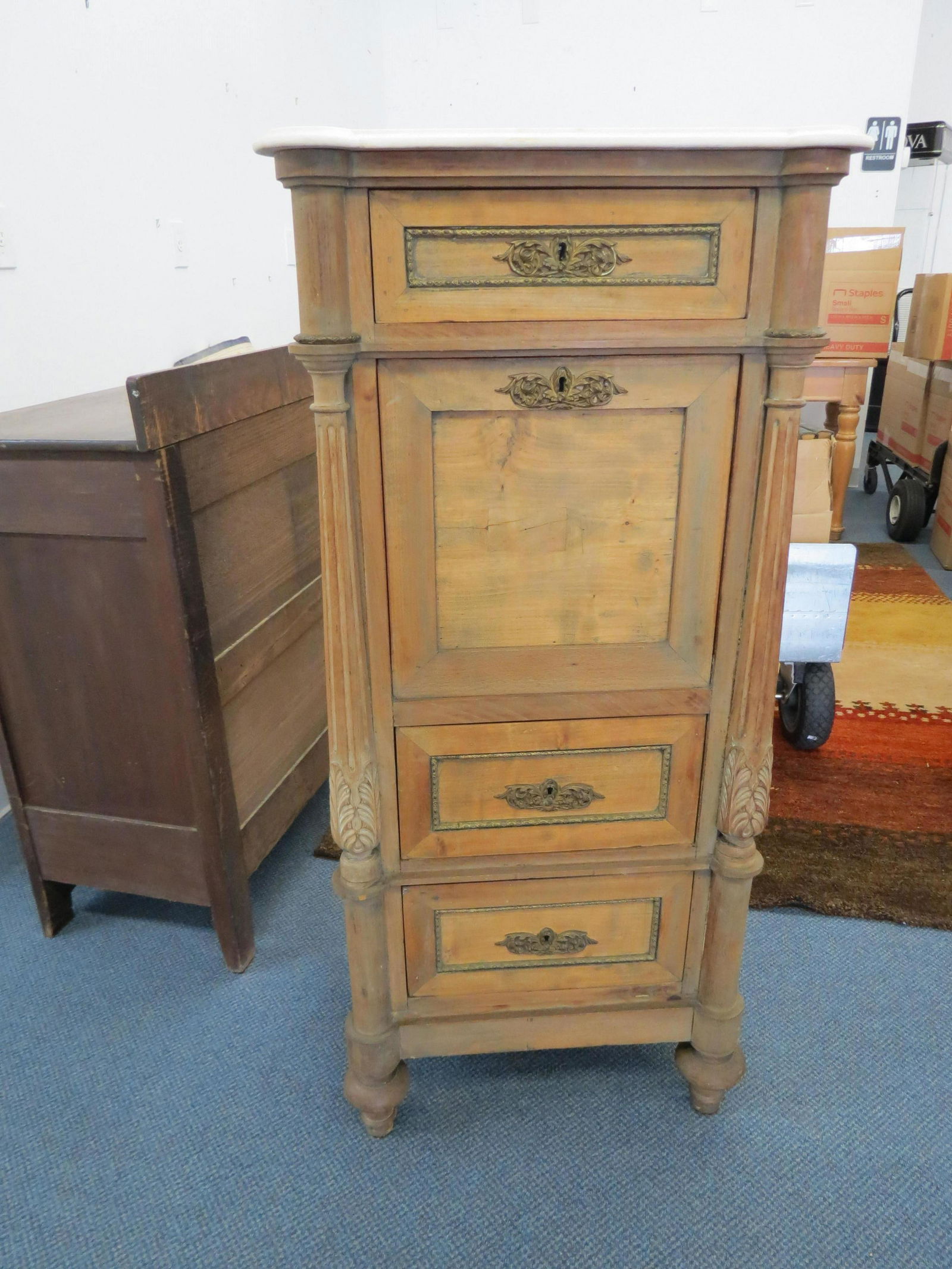 French Marble Top Cabinet, (1 of 4)