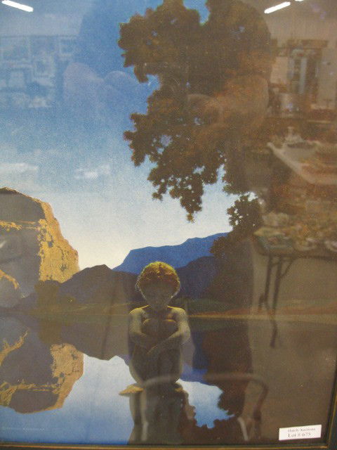 Maxfield Parrish Print,: nude seated on rock, 12" x 15", mint.