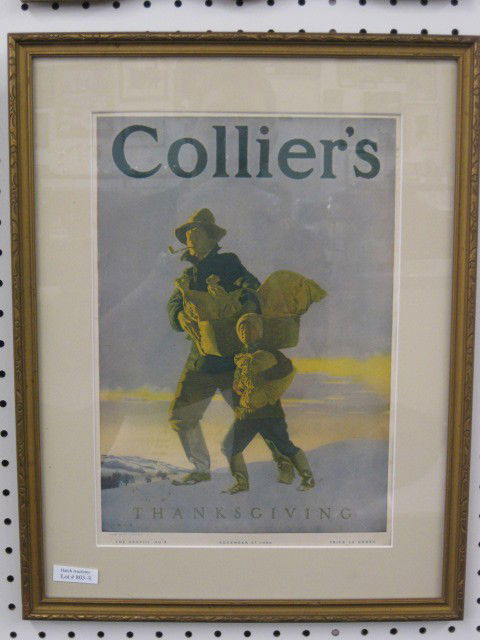Maxfield Parrish "Thanksgiving": 1906 Colliers Magazine complete, Nov. 17, 10" x 14", scarcer.