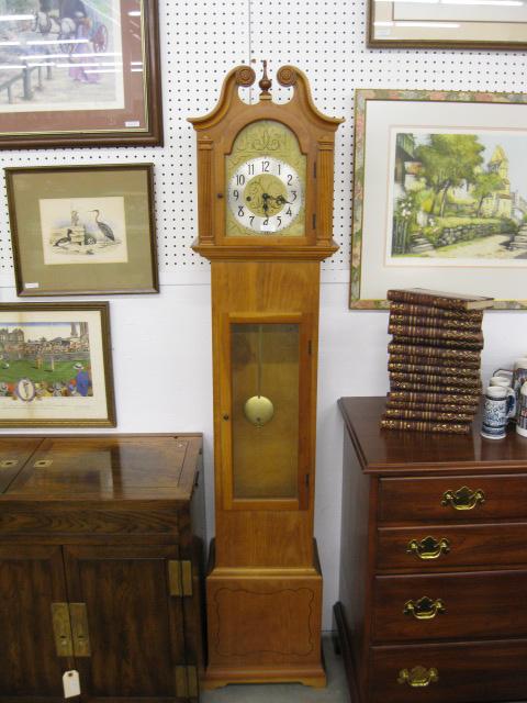 Herschede Grandmother's Clock,: pine case, 71" tall, working.