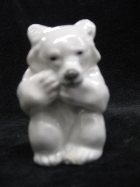 Royal Copenhagen Porcelain Polar Bear Cub,: seated, 3 1/2", #235, excellent.