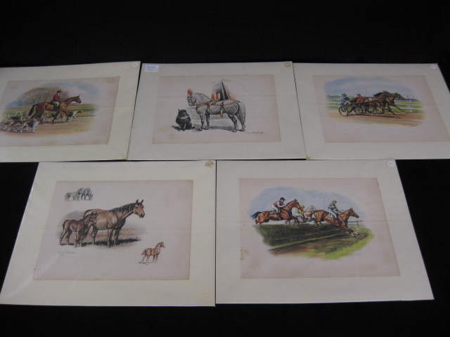 5 Horse Prints by Edwin Megargee, mixed, image area: mixed, image area 9" x 12".