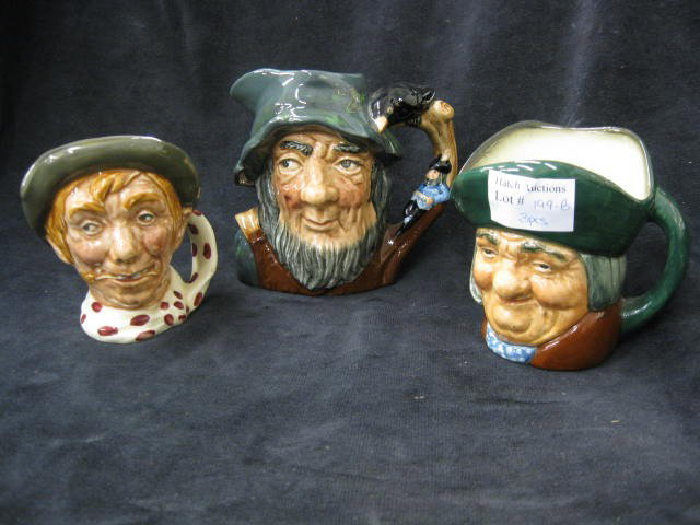 3 Royal Doulton Character Mugs, small, "Toby Phil: small, "Toby Philpots", "Jange", & "Rip Van Winkle", 4", excellent.