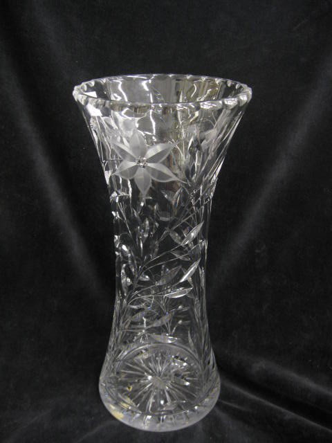 Cut Glass Vase, butterfly & floral, 12", attribute: butterfly & floral, 12", attributed to Pairpoint.