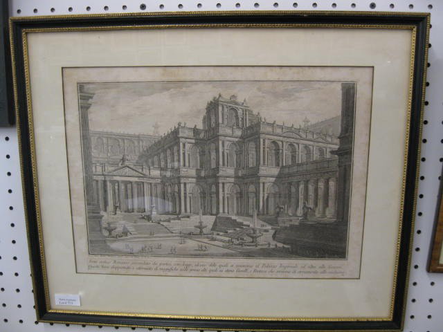 Piranesi Italian Architectural Etching, 11" x 15 1: 11" x 15 1/2".