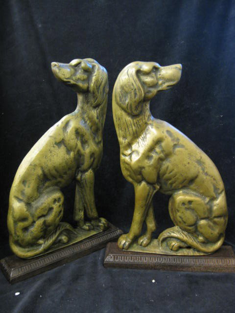 Pair of Large Brass Dog Doorstops, 13", circa 1890: 13", circa 1890.