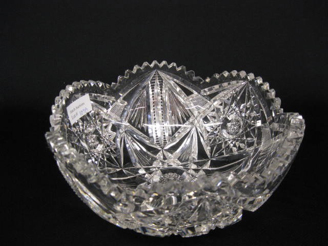 Fry Cut Glass Fruit Bowl, signed, brilliant perio: signed, brilliant period, 8" diameter, 3 1/2" deep, rim chip.