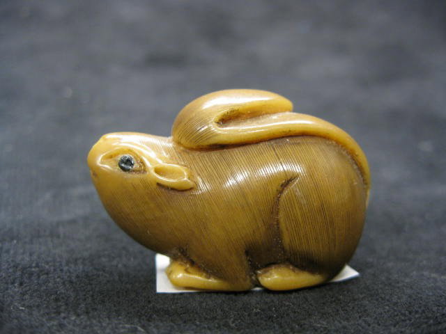 Carved Vegetable Ivory Netsuke of a Squirrel, sig: signed, 1 1/2", excellent.