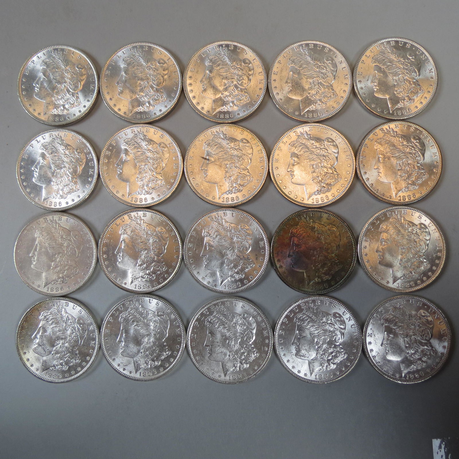 20 1886 Morgan Silver Dollars, uncirculated. (1 of 12)