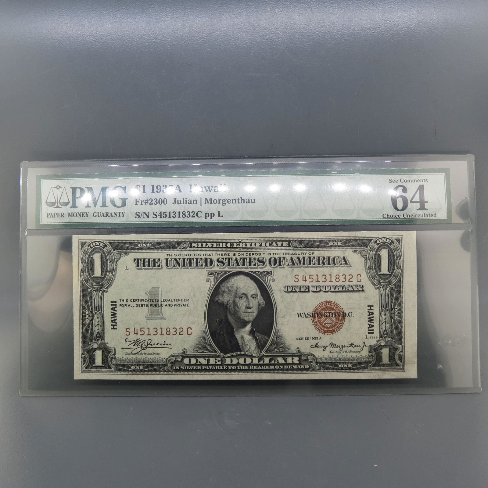 1935-A Hawaii $1.00 Silver Certificate MS-64 PMG, (1 of 7)