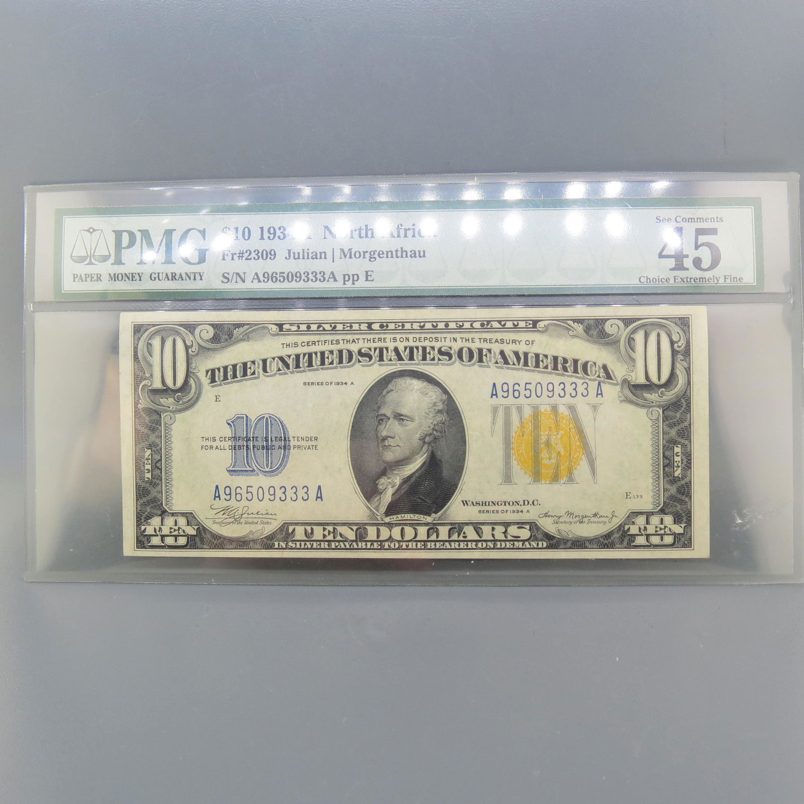 1934-A $10.00 North Africa Silver Certificate XF45 (1 of 6)