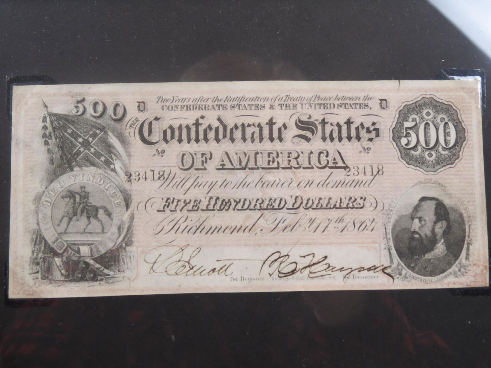 1864 $500.00 Confederate Note, Richmond, Virginia, (1 of 6)