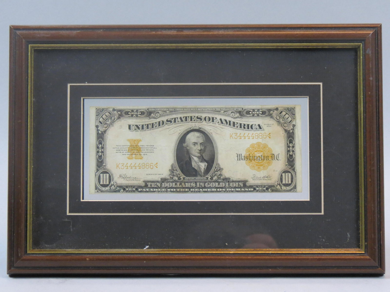 1922 $10.00 Gold Certificate, large size, (1 of 8)