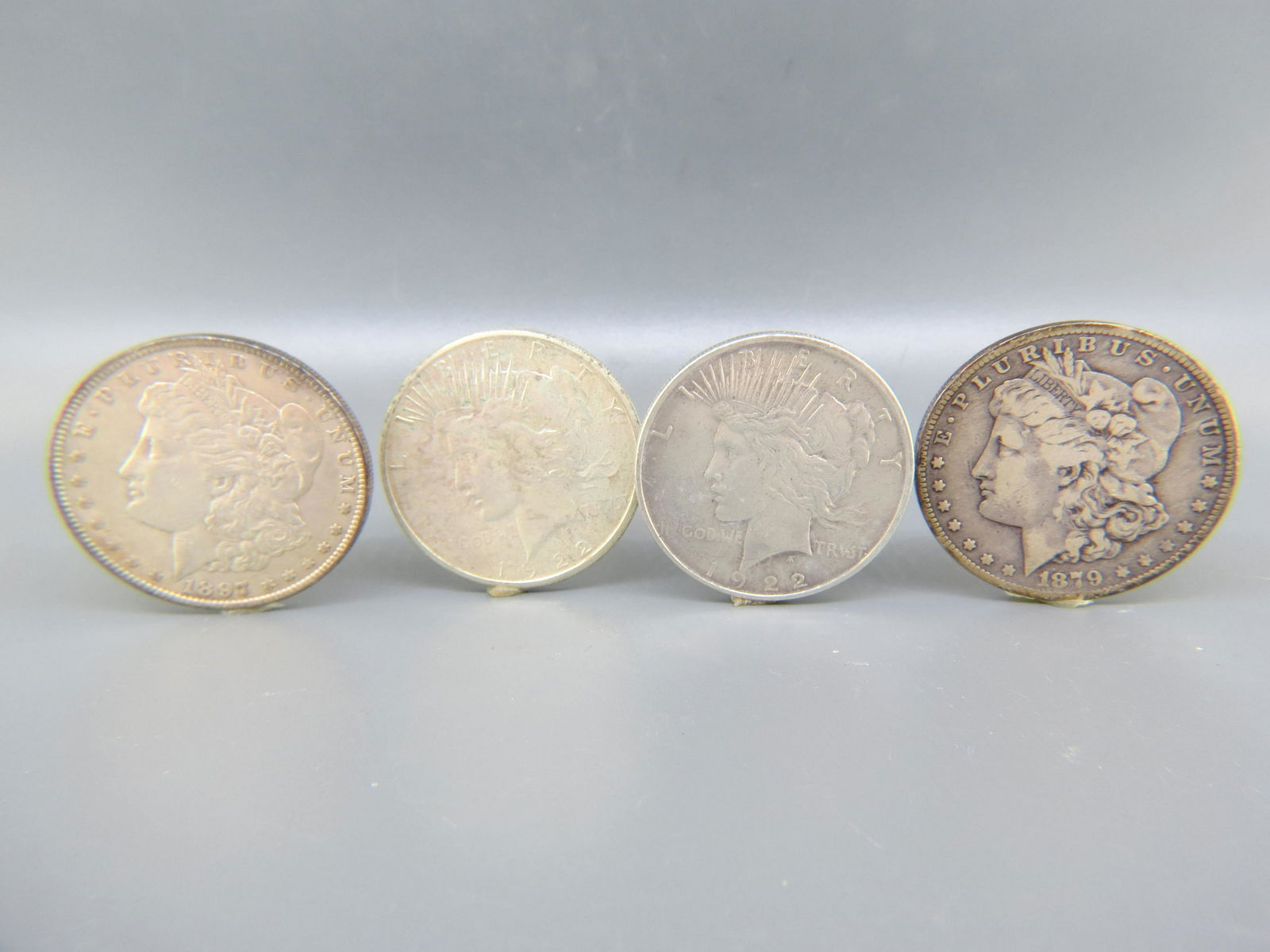 4 Silver Dollars, 1879-1922, (1 of 5)