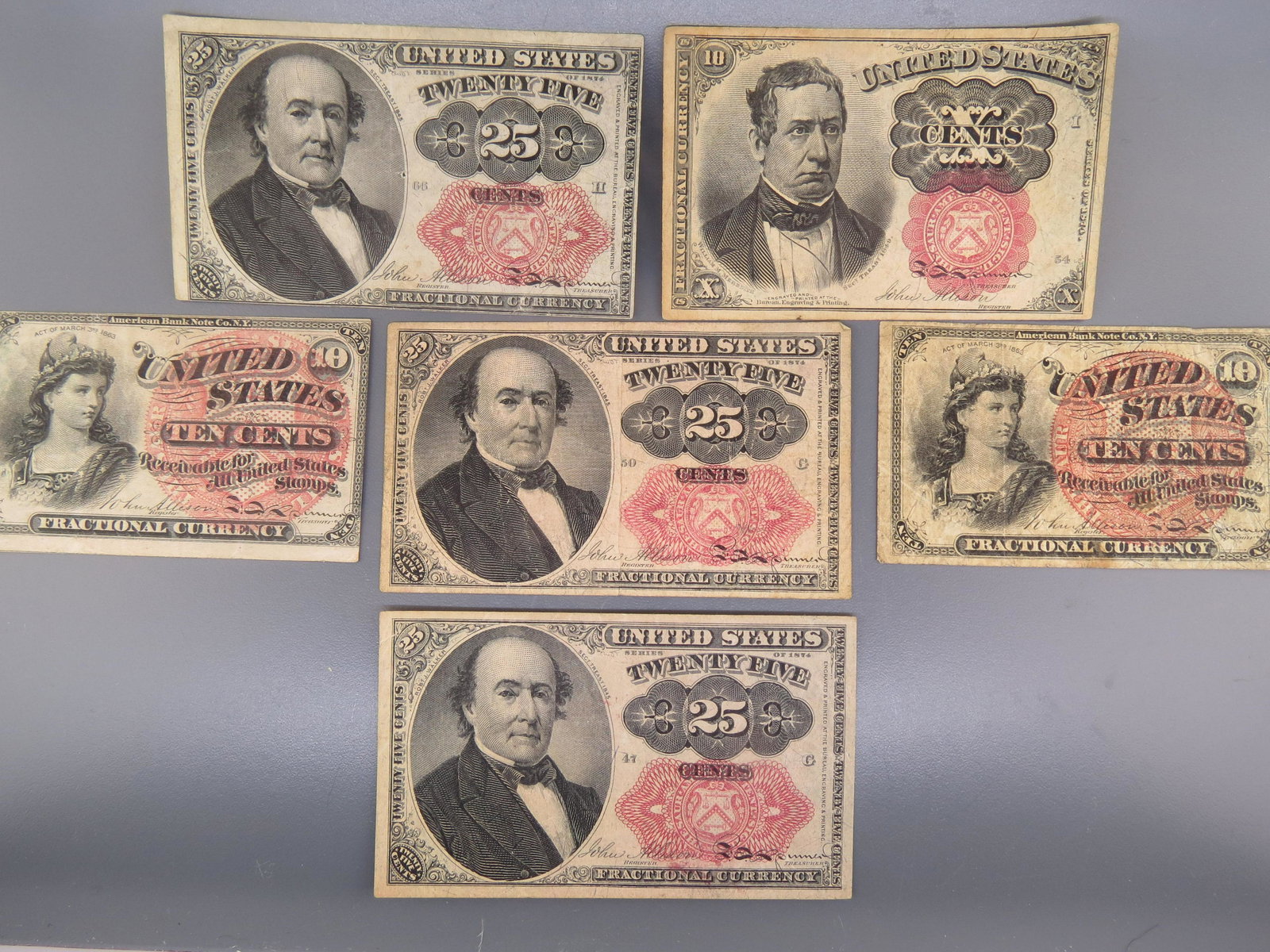 6 pcs. 1863 United States Fractional Currency, (1 of 10)