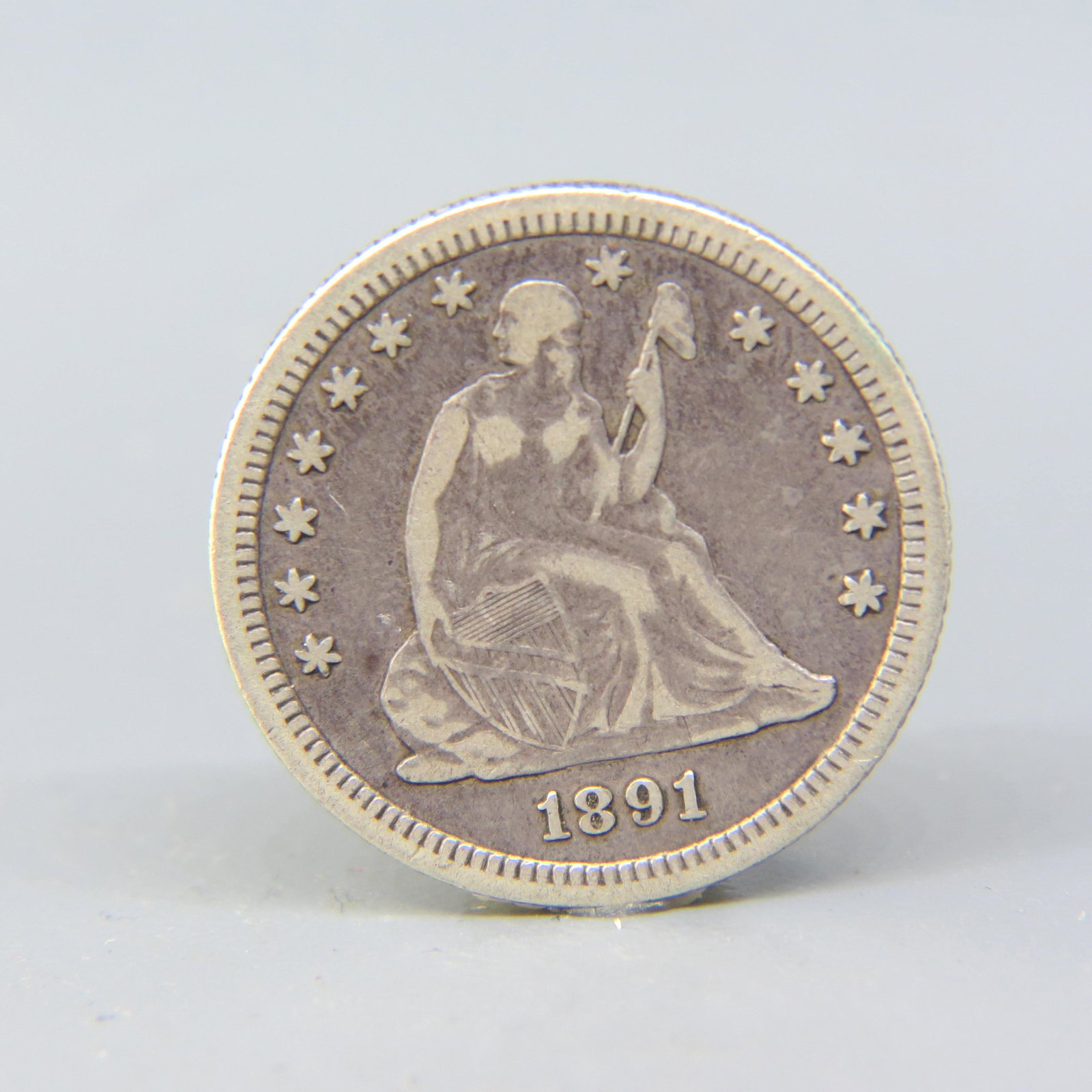 1891-O Seated Liberty Quarter, extra fine, scarce, (1 of 2)