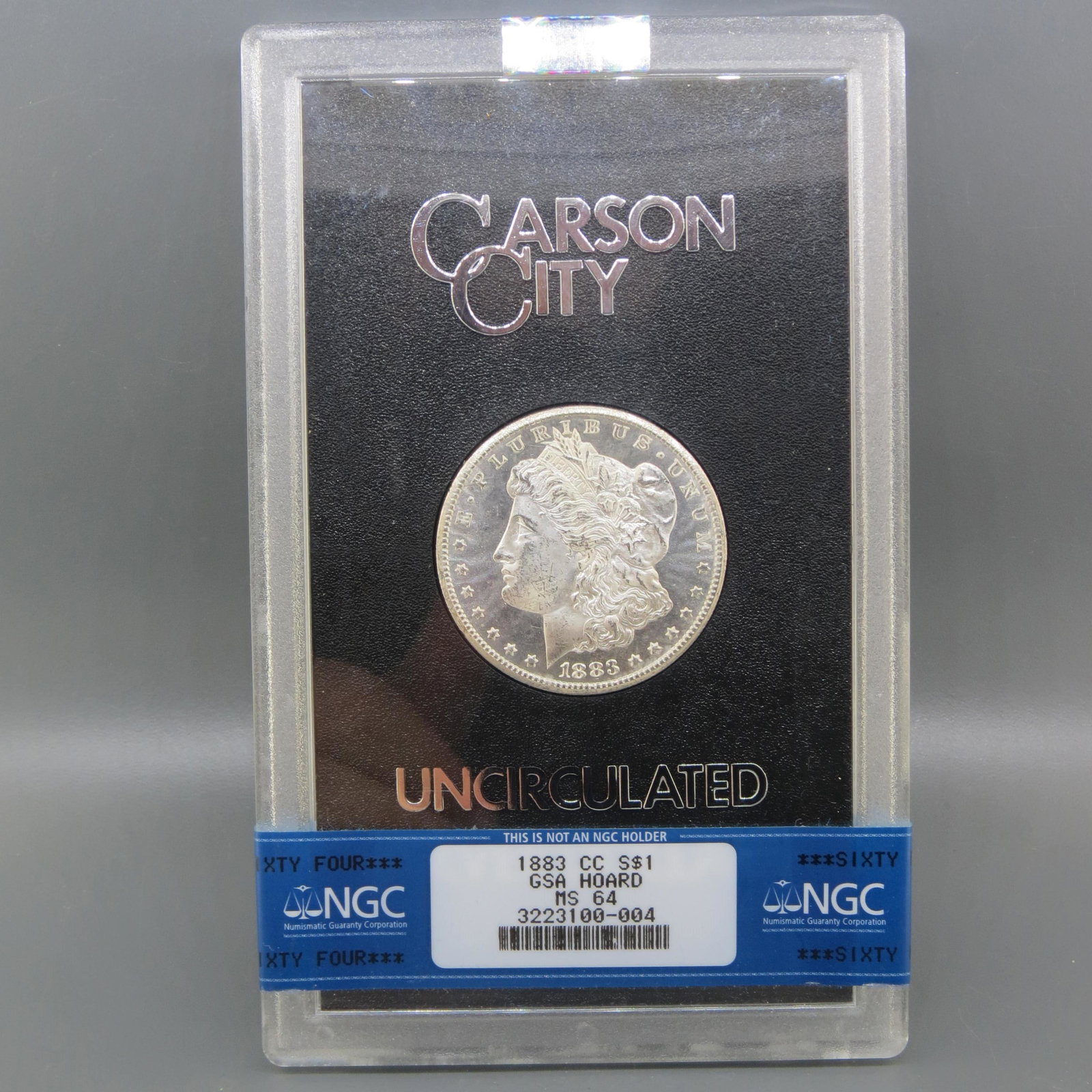 1883-CC Morgan Silver Dollar, GSA, MS-64, NGC,: certified and graded, in government holder.