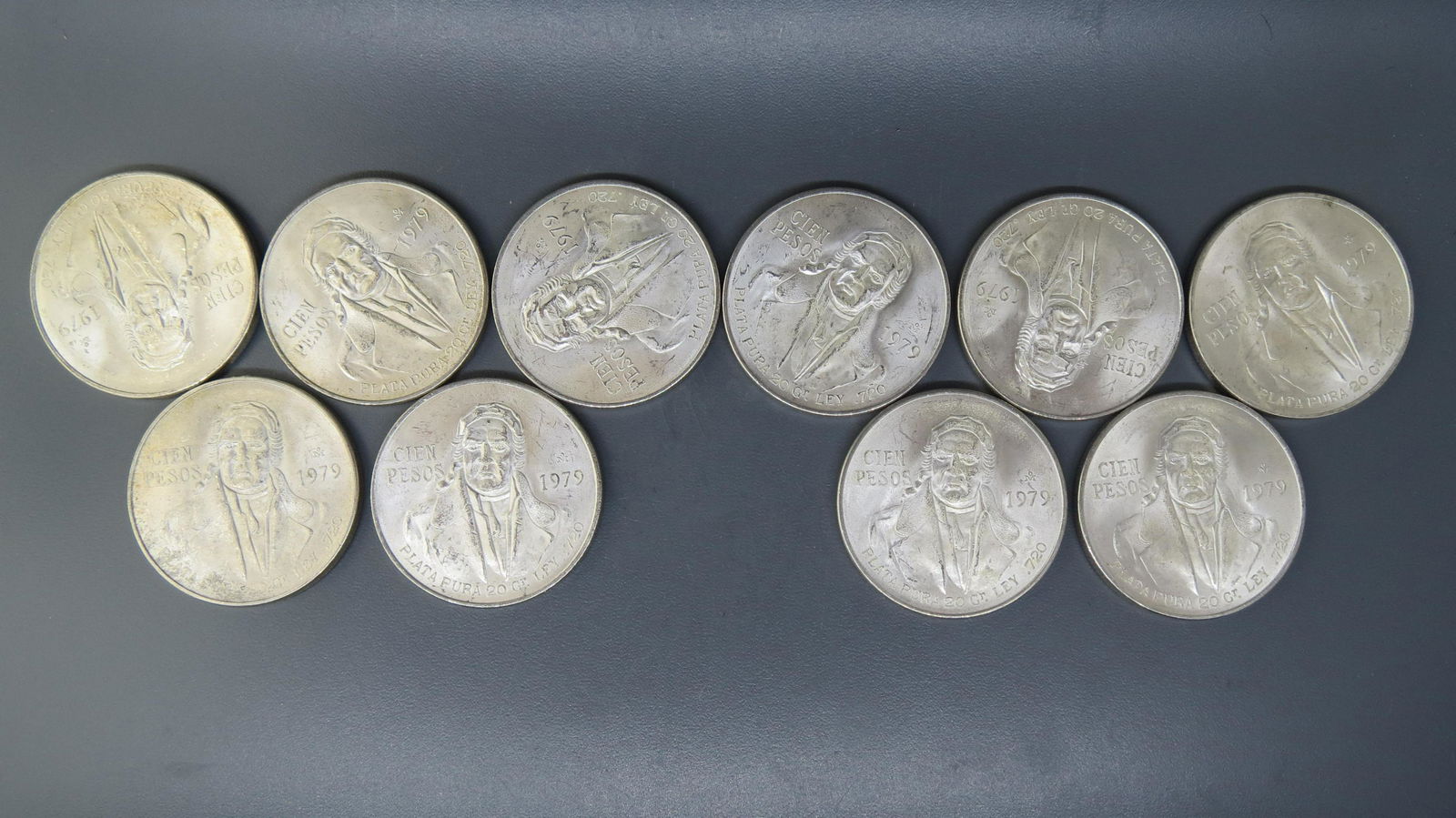 10 Mexico 1979 100 Peso Silver Coins, uncirculated (1 of 4)