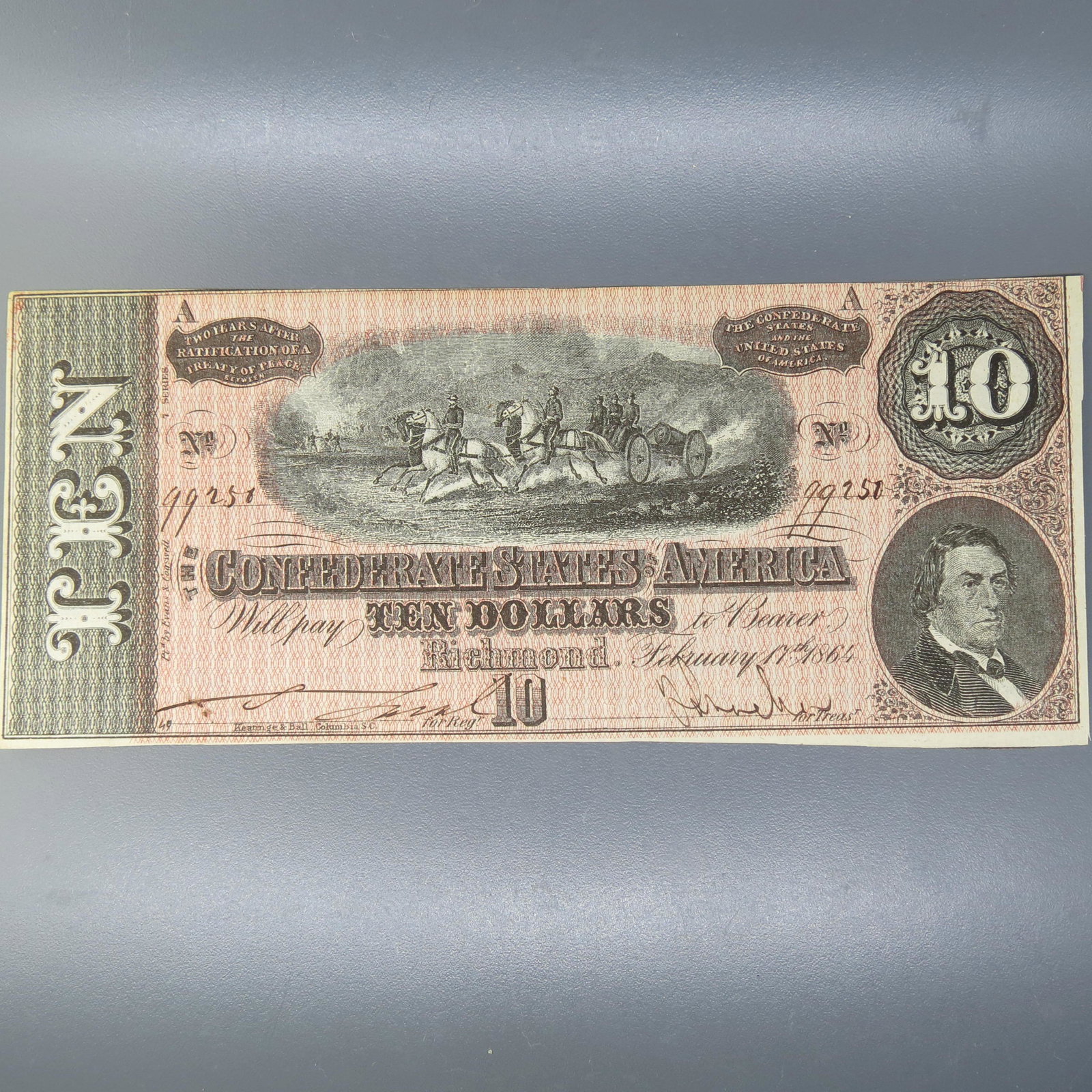 1864 $10.00 Confederate Note, Richmond, Virginia, (1 of 5)