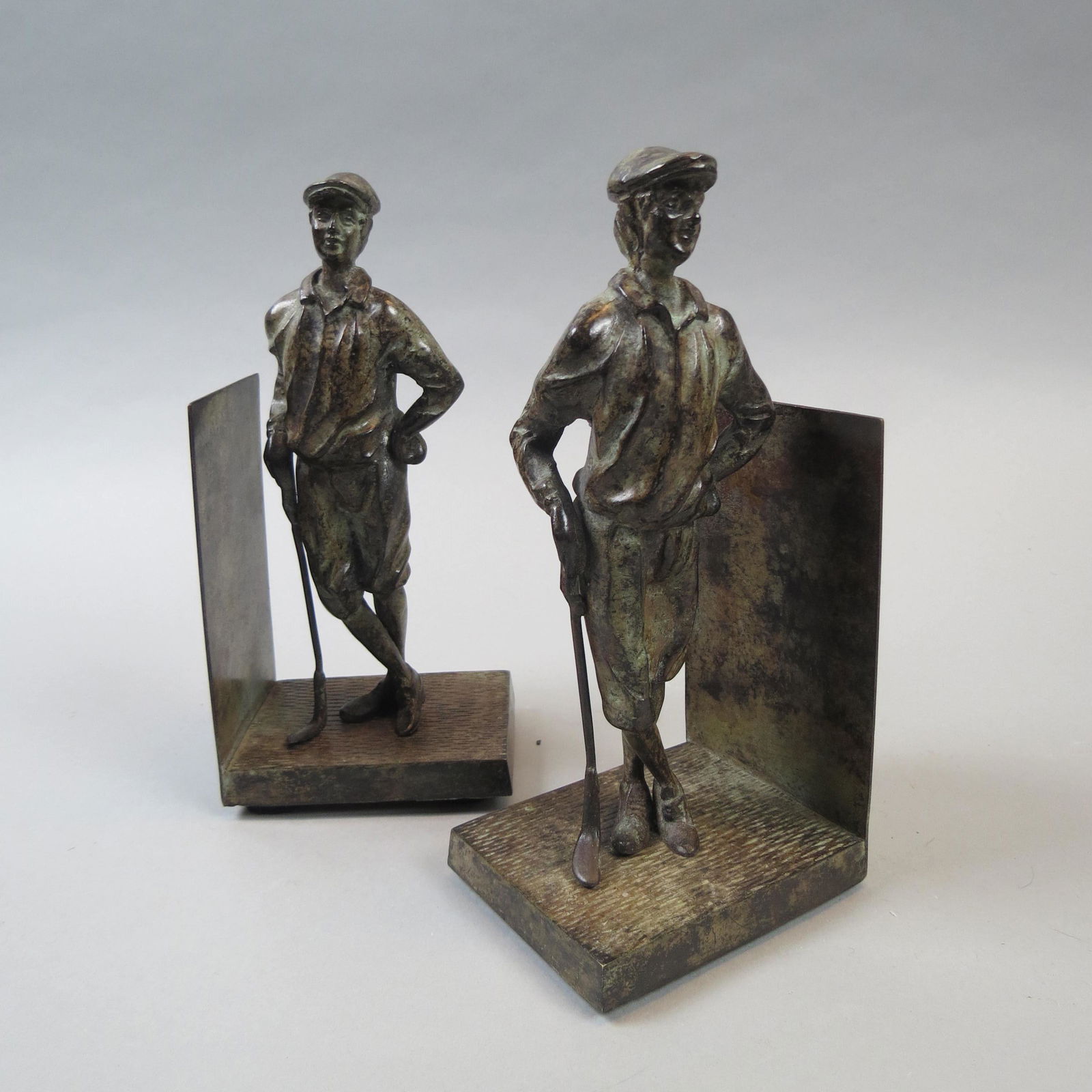 Pair of Bronze Figural Golfer Bookends (1 of 6)